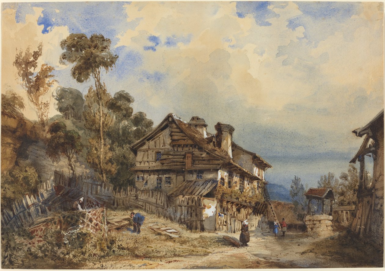 Rustikt landskap av French 19th Century