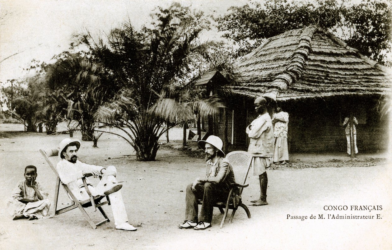 Brazzaville (Franska Ekvatorialafrika - A.E.F.) Kongo francais: passage av herr administratören E. början av 1900-talet (s/v foto) av French Photographer