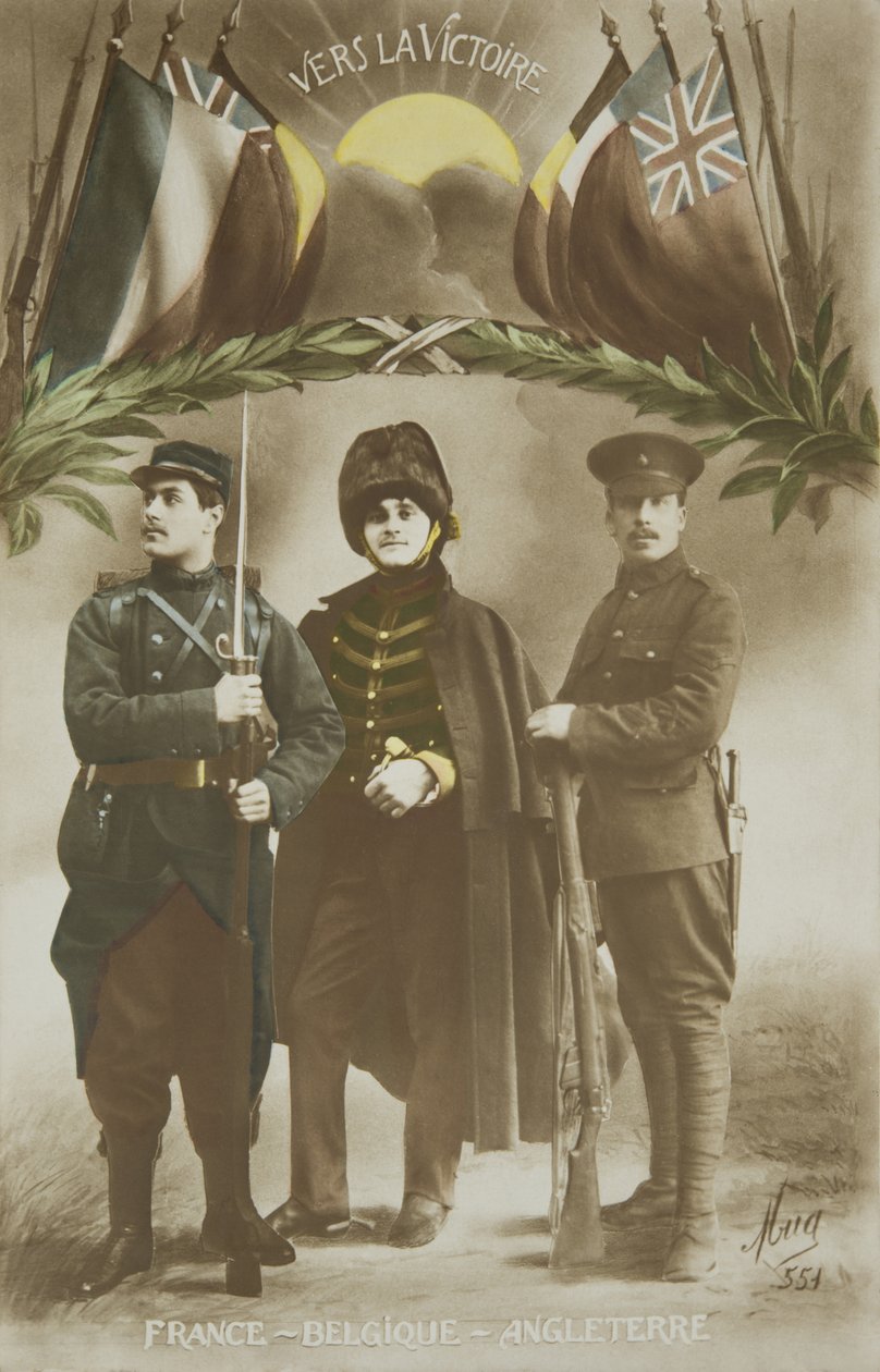 Första världskriget, allians Frankrike - Belgien - England, 1900-talet (foto) av French Photographer