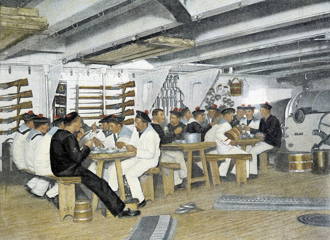 Fransk marin, sent 1800-tal: Sjömännens måltid - Bibl. of the Arts deco. av French Photographer