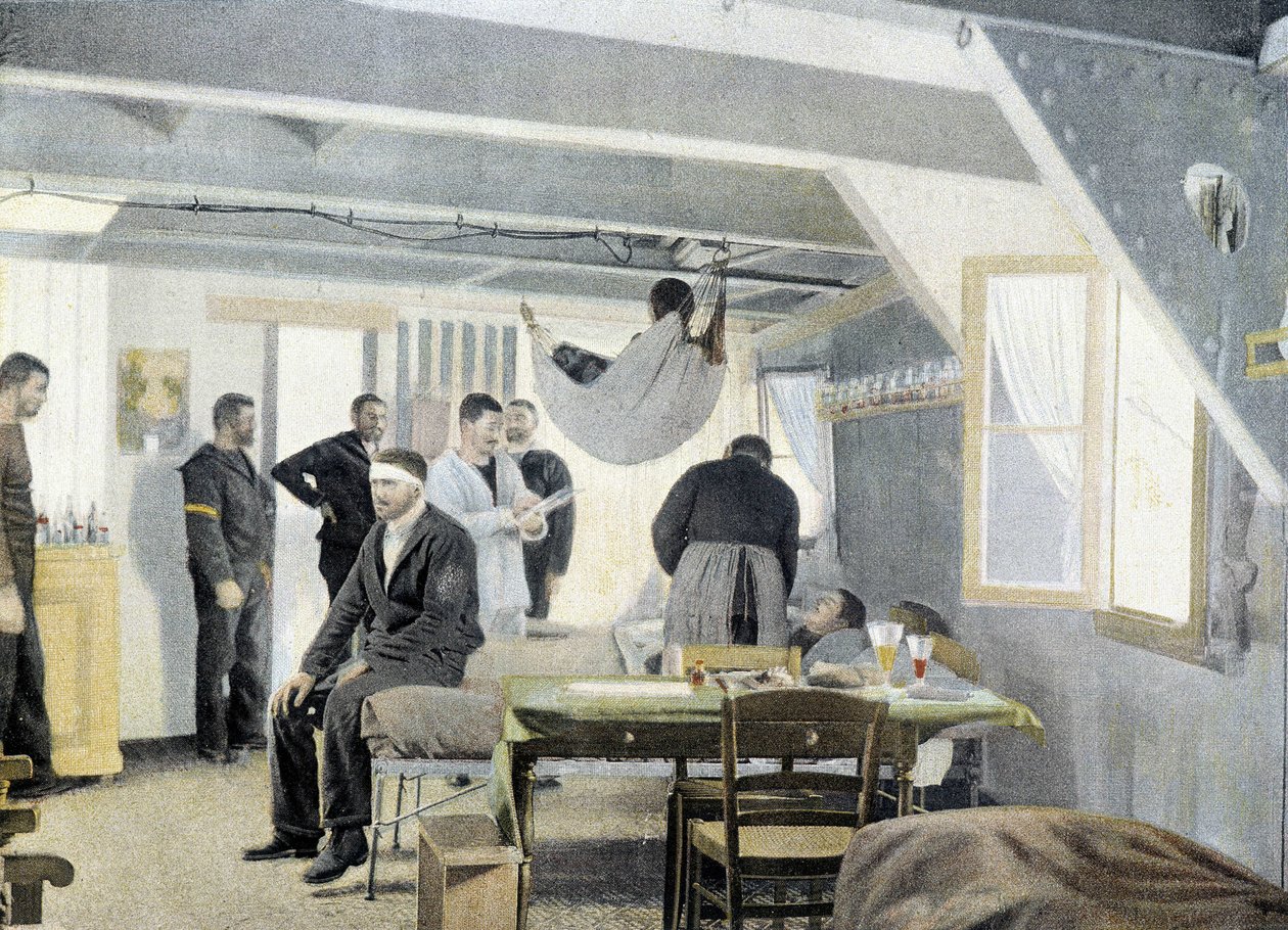 Franska flottan, sent 1800-tal: Inspektion på sjukstugan, besök av läkare - Bibl. des Arts deco. av French Photographer