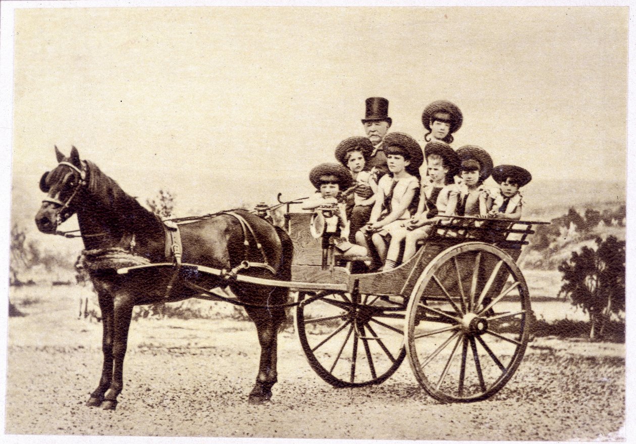 Porträtt av Ferdinand de Lesseps (1805 - 1894) och hans barnbarn av French Photographer