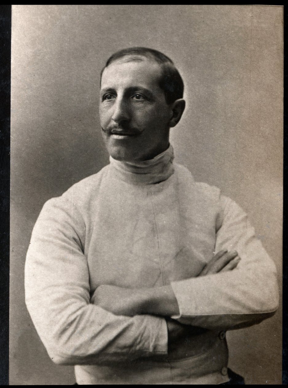 Porträtt av Giuseppe Pini (f. 1853), italiensk fäktare. av French Photographer