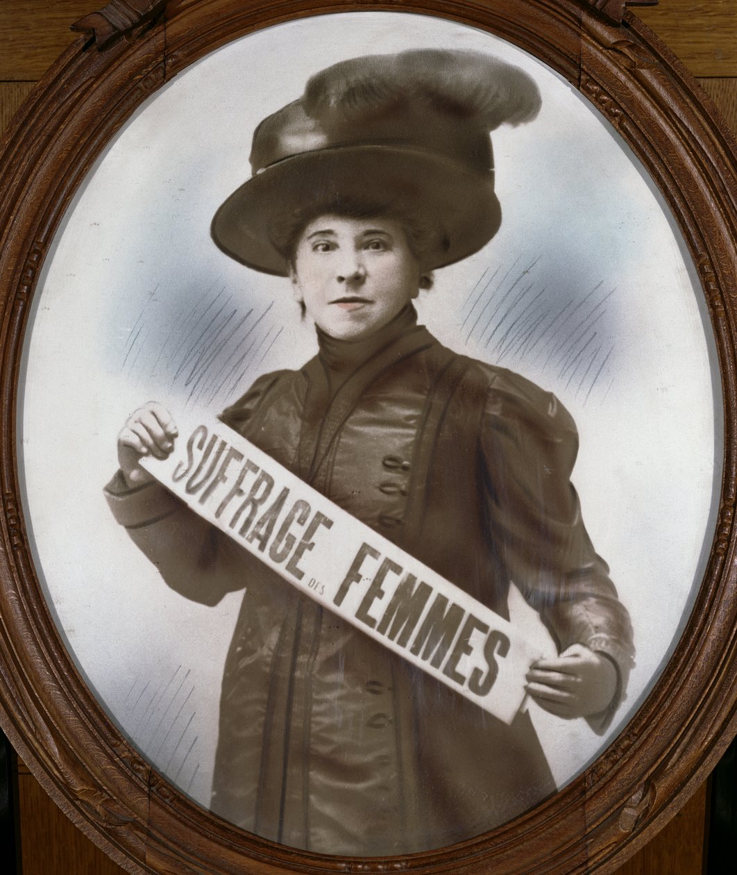 Porträtt av Hubertine Auclert (1848-1914) (handfärgat foto) av French Photographer
