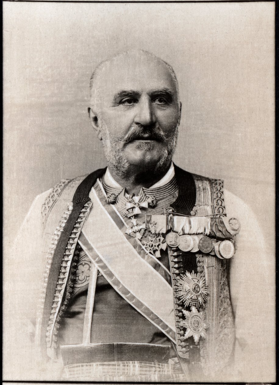 Porträtt av Nicolas 1er (1841-1921), prins av Montenegro. av French Photographer