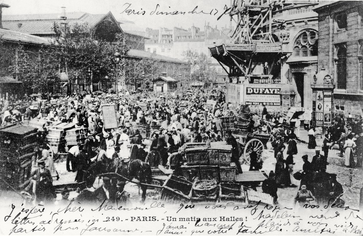 Vykort från Les Halles, Paris, före 1914 av French Photographer