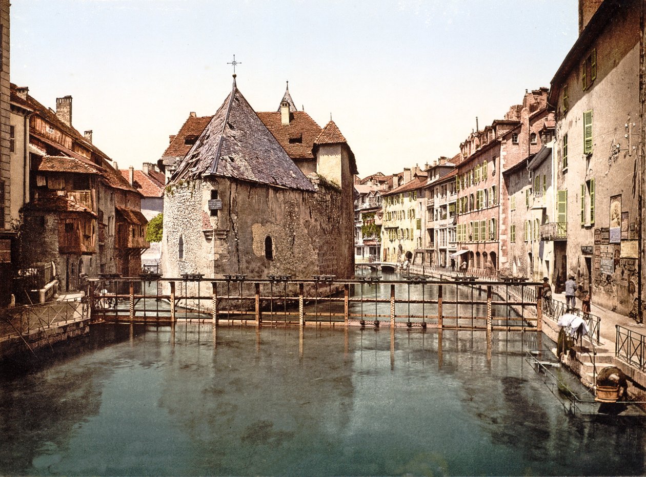 Palais de lIsle vid Thiou-kanalen, Annecy, 1890-1900 av French Photographer
