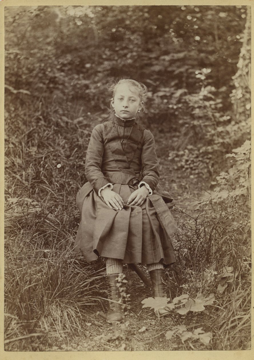Ung flicka på landet, Frankrike, ca 1890 (svartvitt foto) av French Photographer