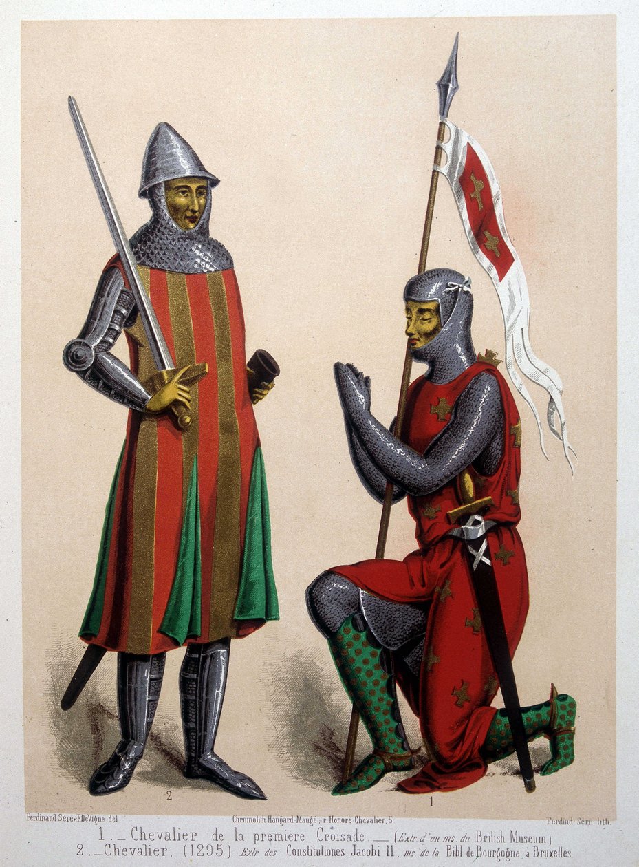 1. Riddare av första korståget (1096); 2. Riddare (1295) av French School
