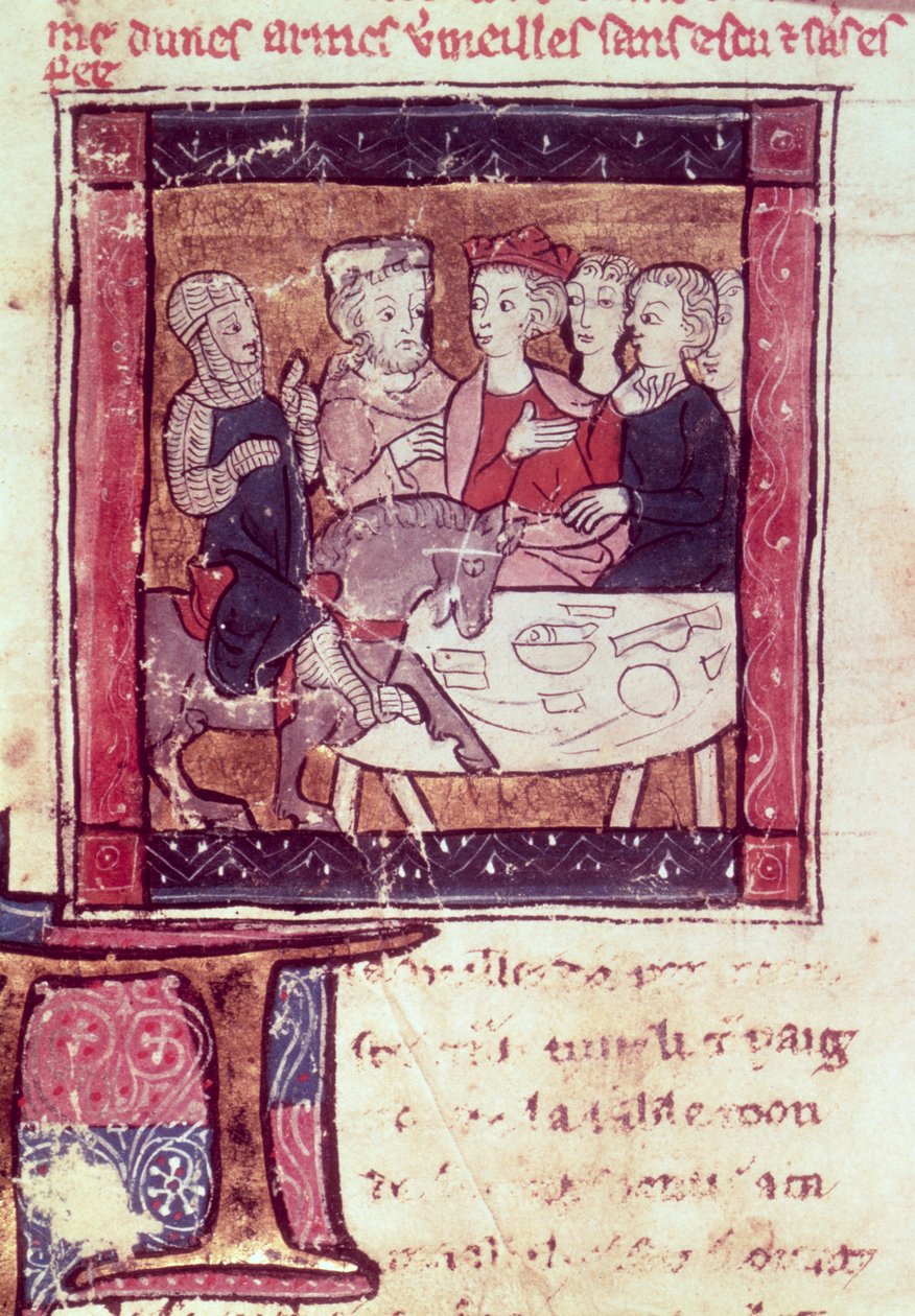 4697 Fr. 110 f.405 Galahad kommer till Arthur, c.1250-80 (se även 151821) av French School