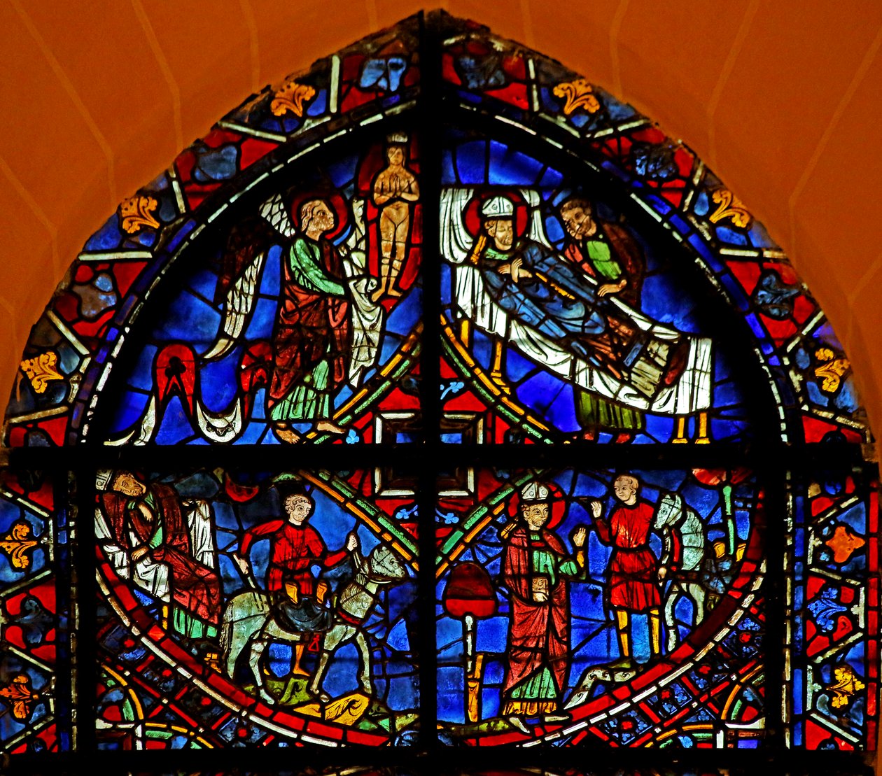 4 paneler från St Germain-fönstret (w29b) av French School