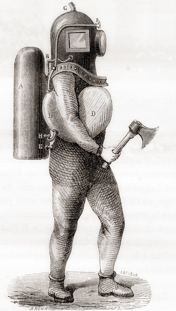 En amerikansk dykardräkt från 1800-talet, från 