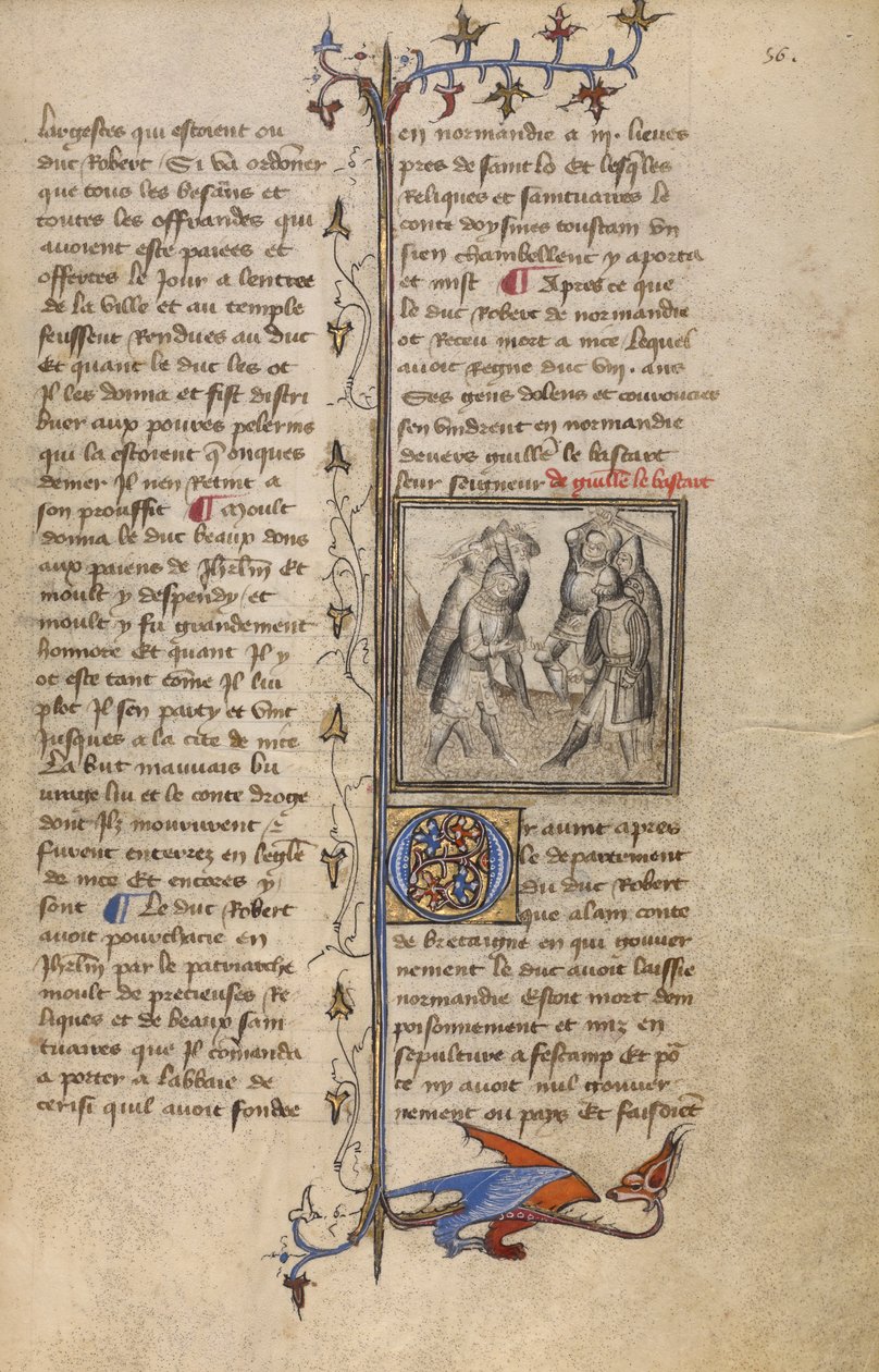 En strid mellan Wankelin de Ferreres och Hugo de Montfort, ca 1400-15 (tempera och bladguld på pergament) av French School