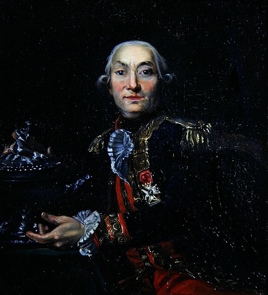 En Capitaine de Vaisseau med en silverterrin (olja på panel) av French School