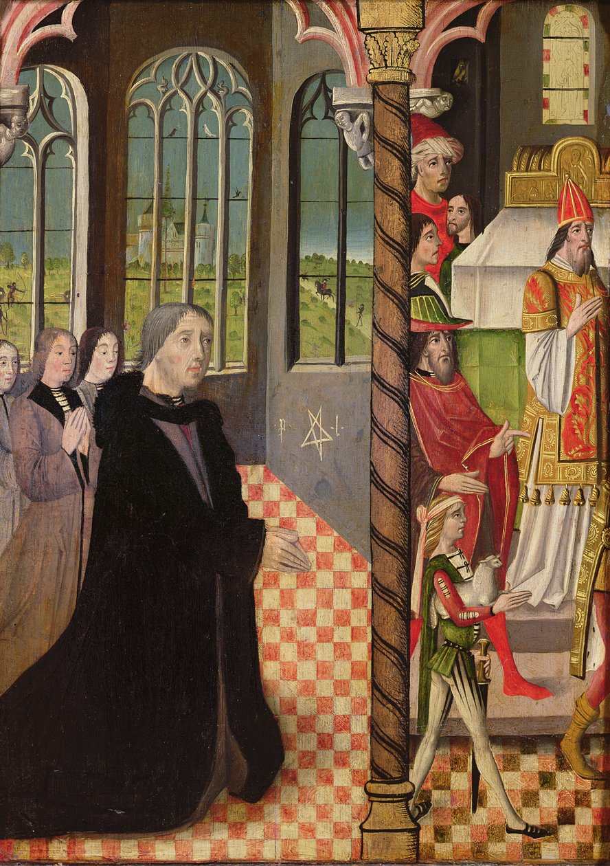 En donator med sina tre döttrar och Joachims offer, 1485-95 av French School