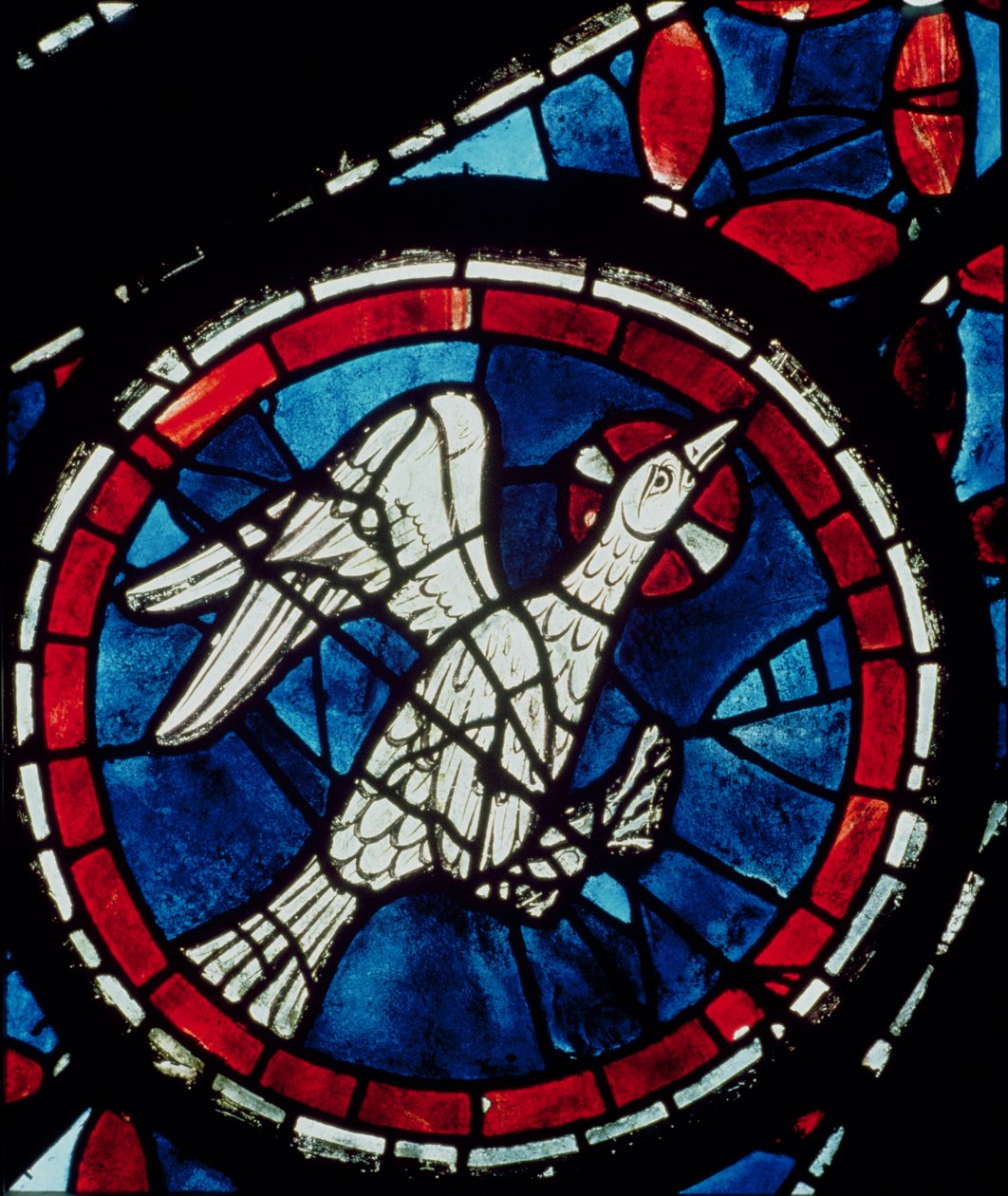 En duva från norra rosenfönstret, c.1223 av French School