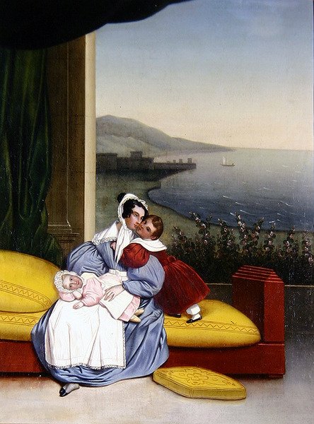A Family Interior (olja på duk) av French School