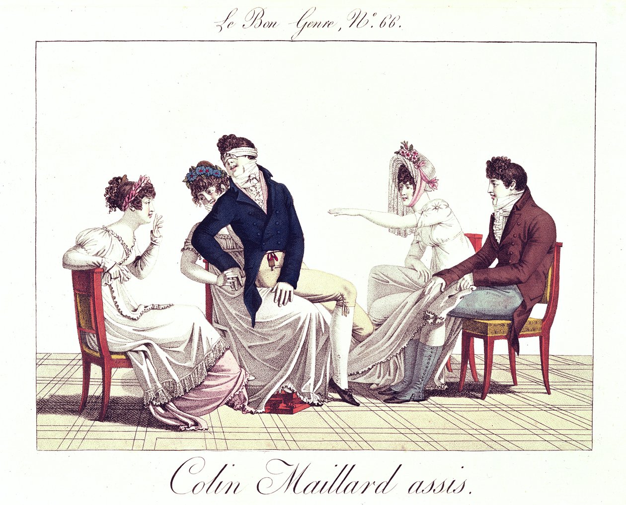 A Game of Colin-Maillard (Blind Mans Buff), c.1810-20 av French School