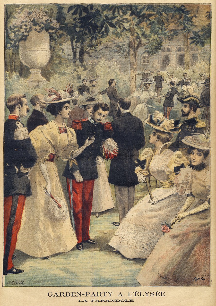 A Garden party at the Elysee (La Farandole) - illustration av Meaulle, Fortune Louis (1844-1901) från 
