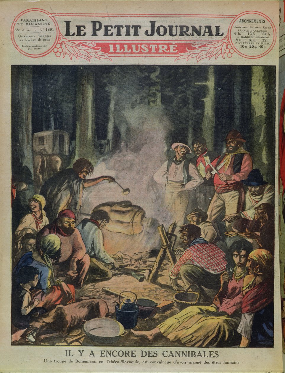 En grupp kannibalistiska zigenare i Tjeckoslovakien, från Le Petit Journal, 1927 av French School