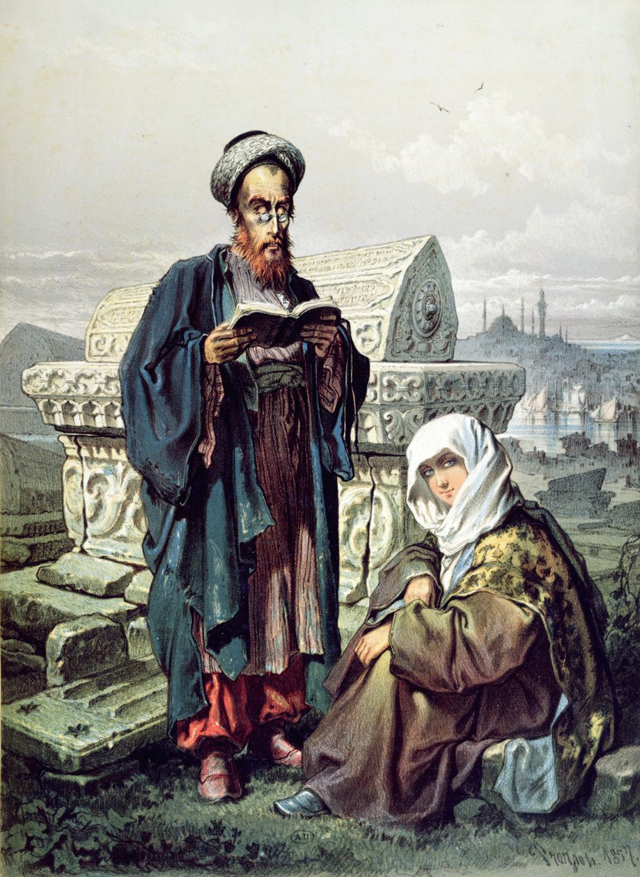 Ett judiskt par på en kyrkogård i Konstantinopel, 1857 av French School