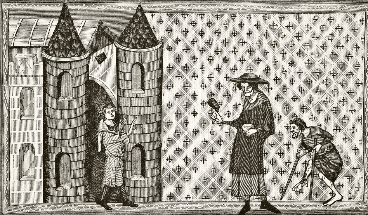 A Leper House, från "Science and Literature in the Middle Ages" av Paul Lacroix (1806-84) publicerad London 1878 av French School