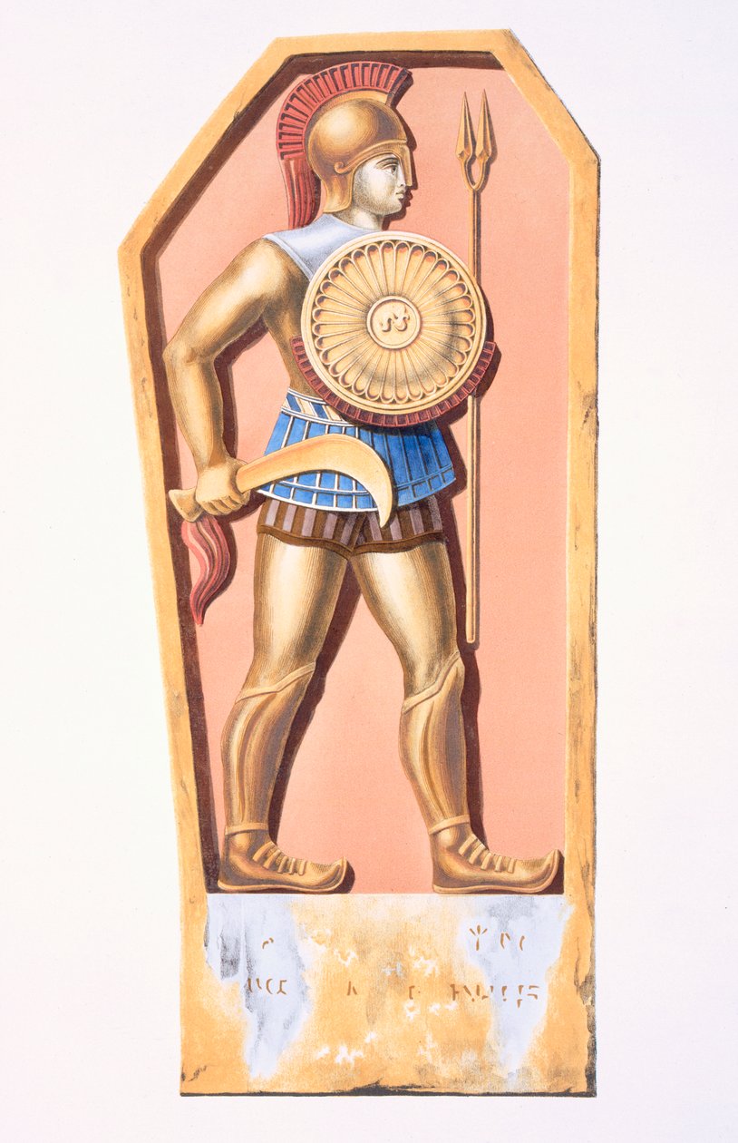 En lykaonisk soldat, kopia av en gravsten från en koloni i Konya, Turkiet, från Description de lAsie Minore gjord på order av den franska regeringen 1833-37 av Charles Texier, publicerad 1847, Paris av French School