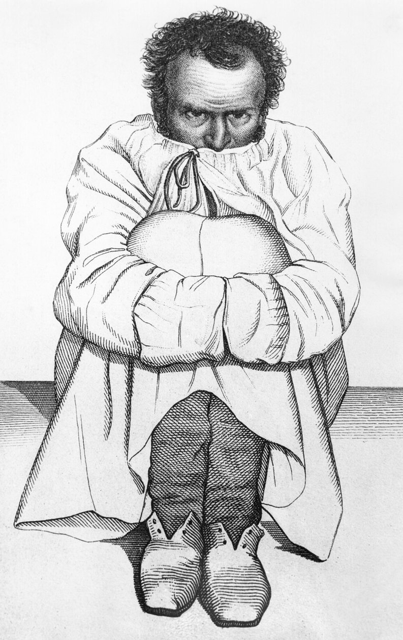 En galen man, illustration från en bok av Jean Etienne Dominique Esquirol (1772-1840) av French School