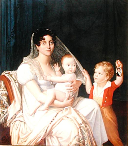 A Mother and her Children, c.1808 (olja på duk) av French School