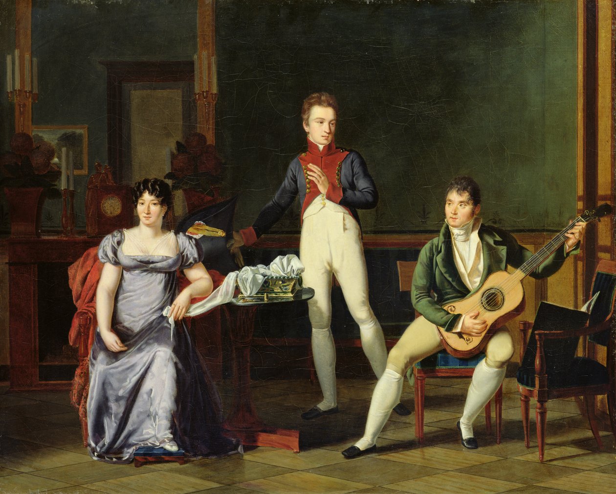 En musiker och hans familj, möjligen Fernando Sor (1778-1839) av French School