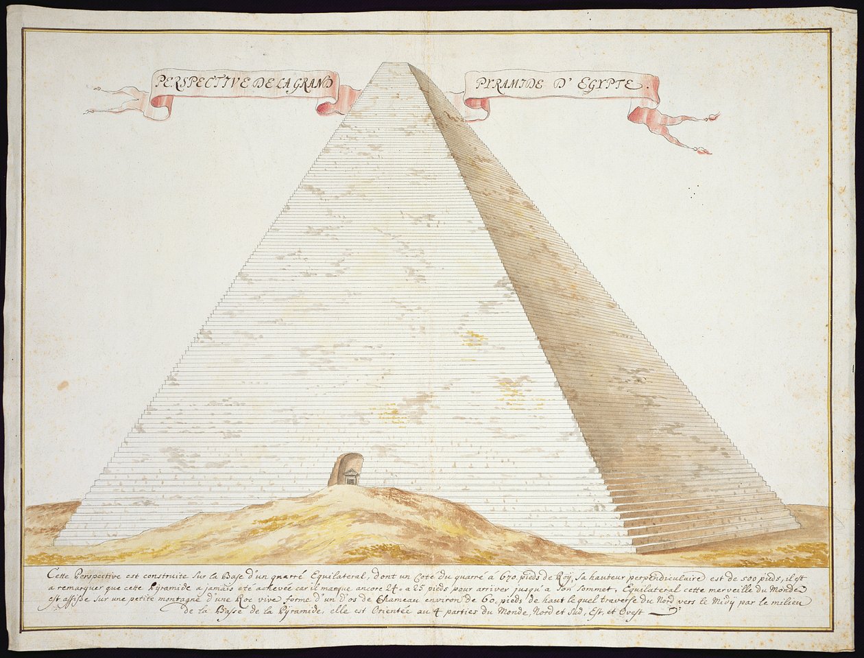 A Perspective View of a Pyramid in Egypt, c.1700 (penna & bläck med wc på papper) av French School