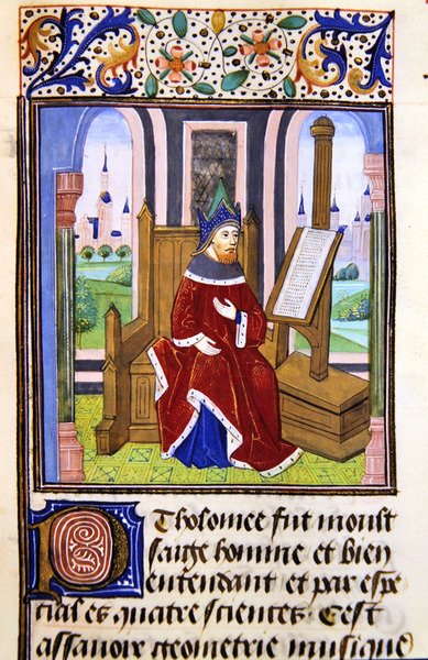 En filosof, möjligen Pilofounce, från Histoire des Philosophes, sent 1400-tal (vellum) av French School