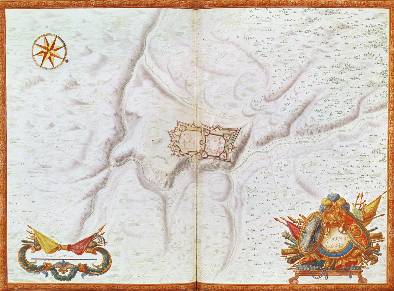Plan över Mont-Louis, från Atlas de Louis XIV, 1665 (gouache) av French School