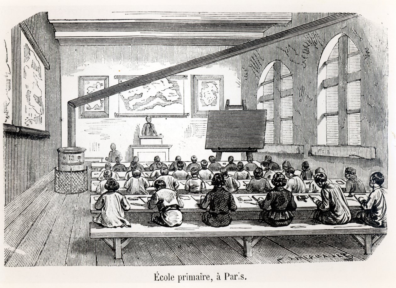 En grundskola i Paris, från Almanach du Magasin Pittoresque, 1975 av French School
