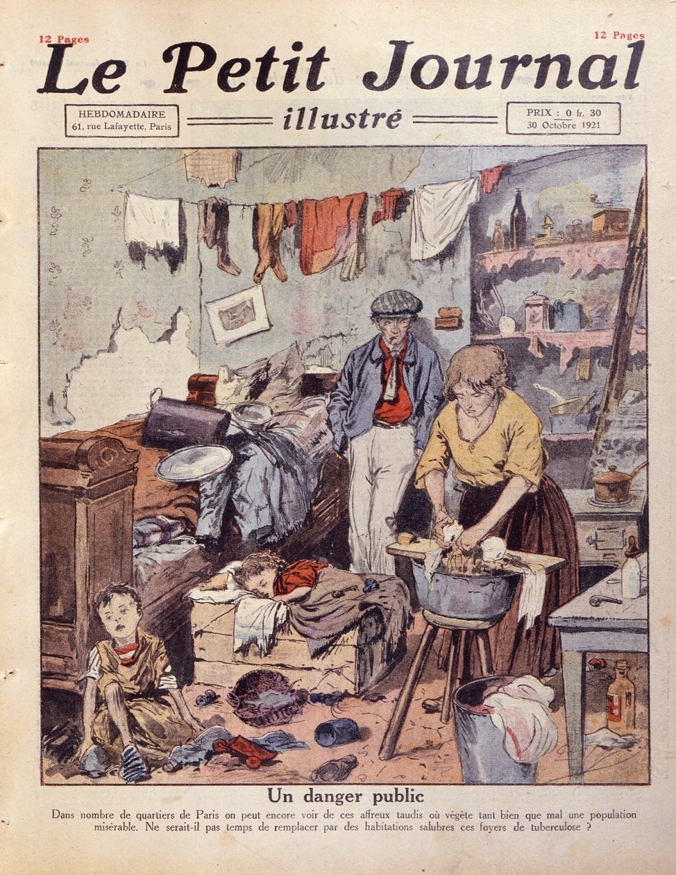 A Slum in Paris, illustration från Le Petit Journal, 30 oktober 1921 av French School