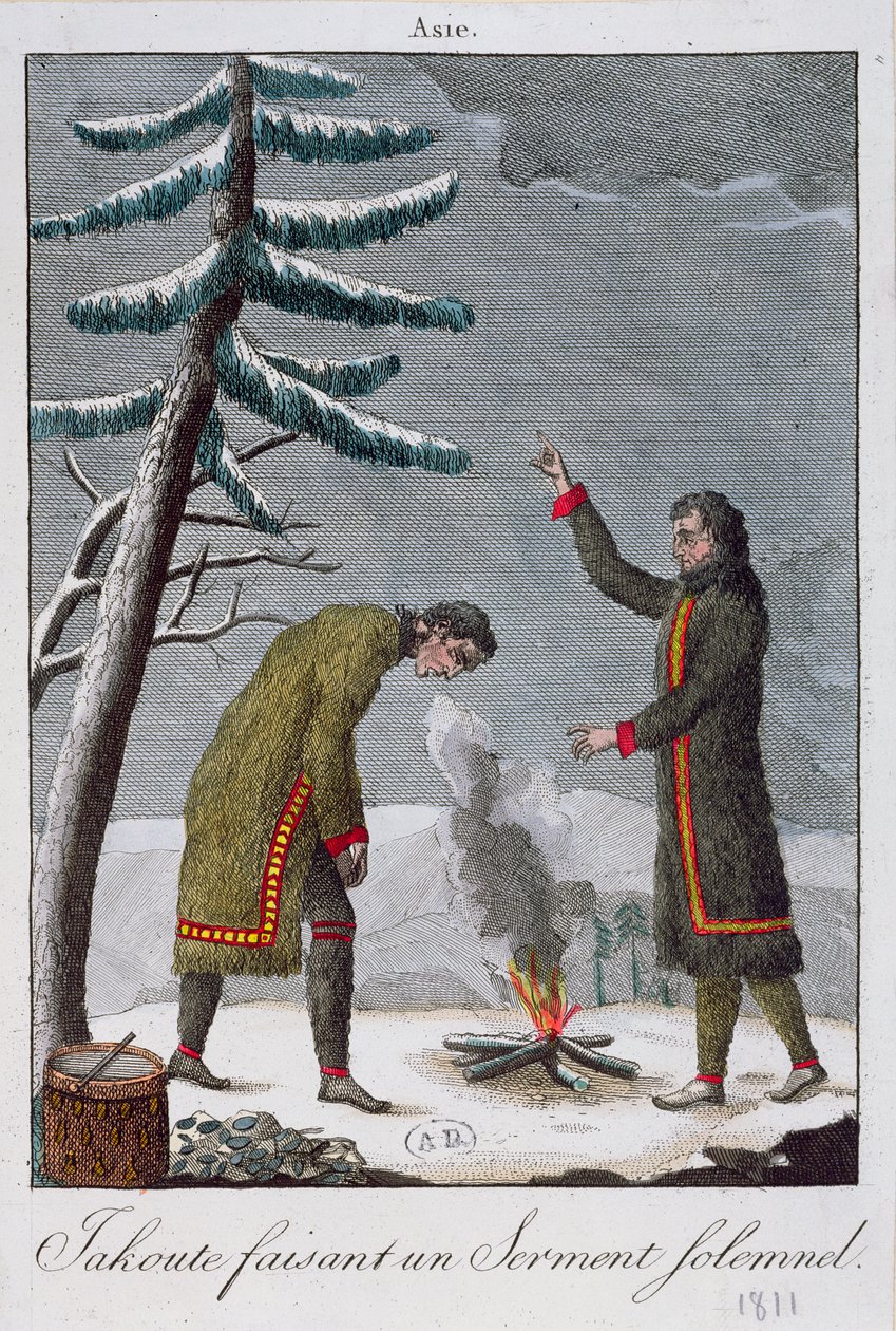 En Yakut-man som avlägger en högtidlig ed, 1811 av French School