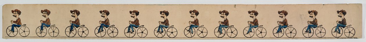 Ett Zoetrope-band föreställande en cyklist av French School