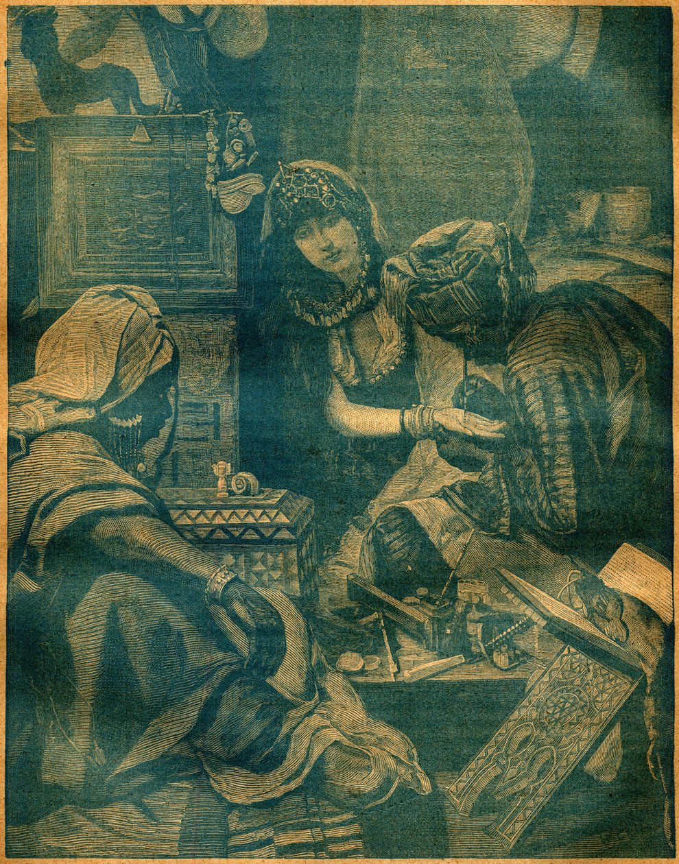En basar i Lahore, Indien. Gravyr i "La Terre Illustree"" nr 94 av 25 augusti 1892. av French School