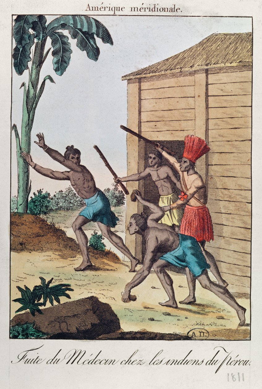 En läkare som springer från peruanska indianer, 1811 av French School