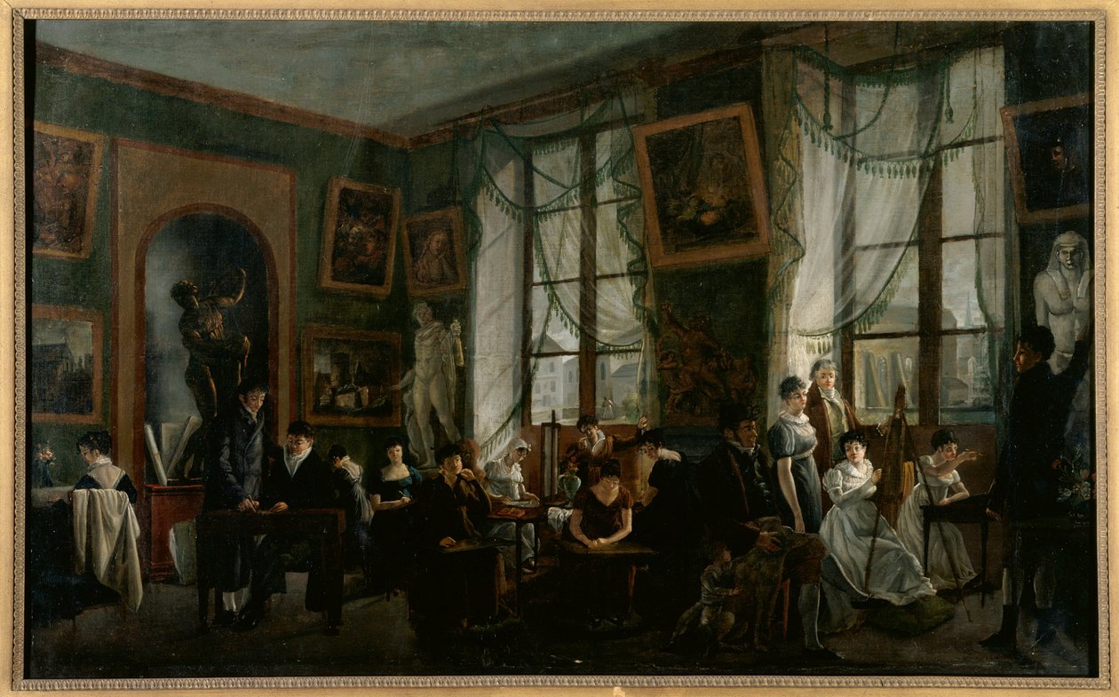 En kvinnlig tecknarkurs, ca 1810, ca 1810 (olja på duk) av French School