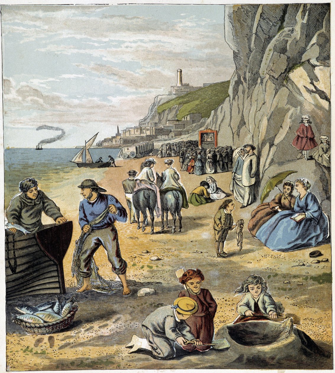 På stranden - i ""Småbarnsbutik: på semester"", red. Hatchet, n.d., ca 1900 av French School