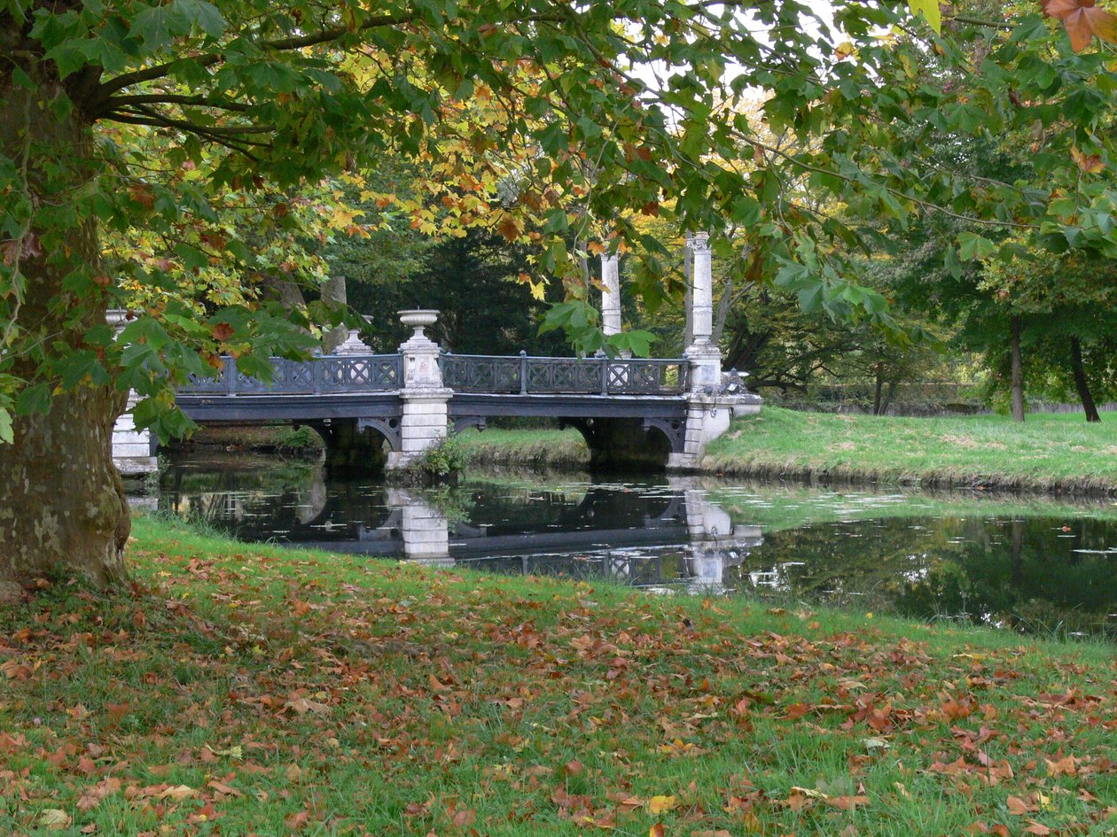 En vy av bron English Gardens, Le Pont des Grandes Homms av French School