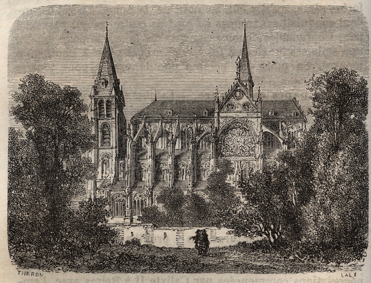 Abbey Saint-Victor (Saint Victor) i Paris, grundad på 1100-talet - gravyr i "Histoire de France" av Victor Duruy (1811-1894) - 1882 av French School