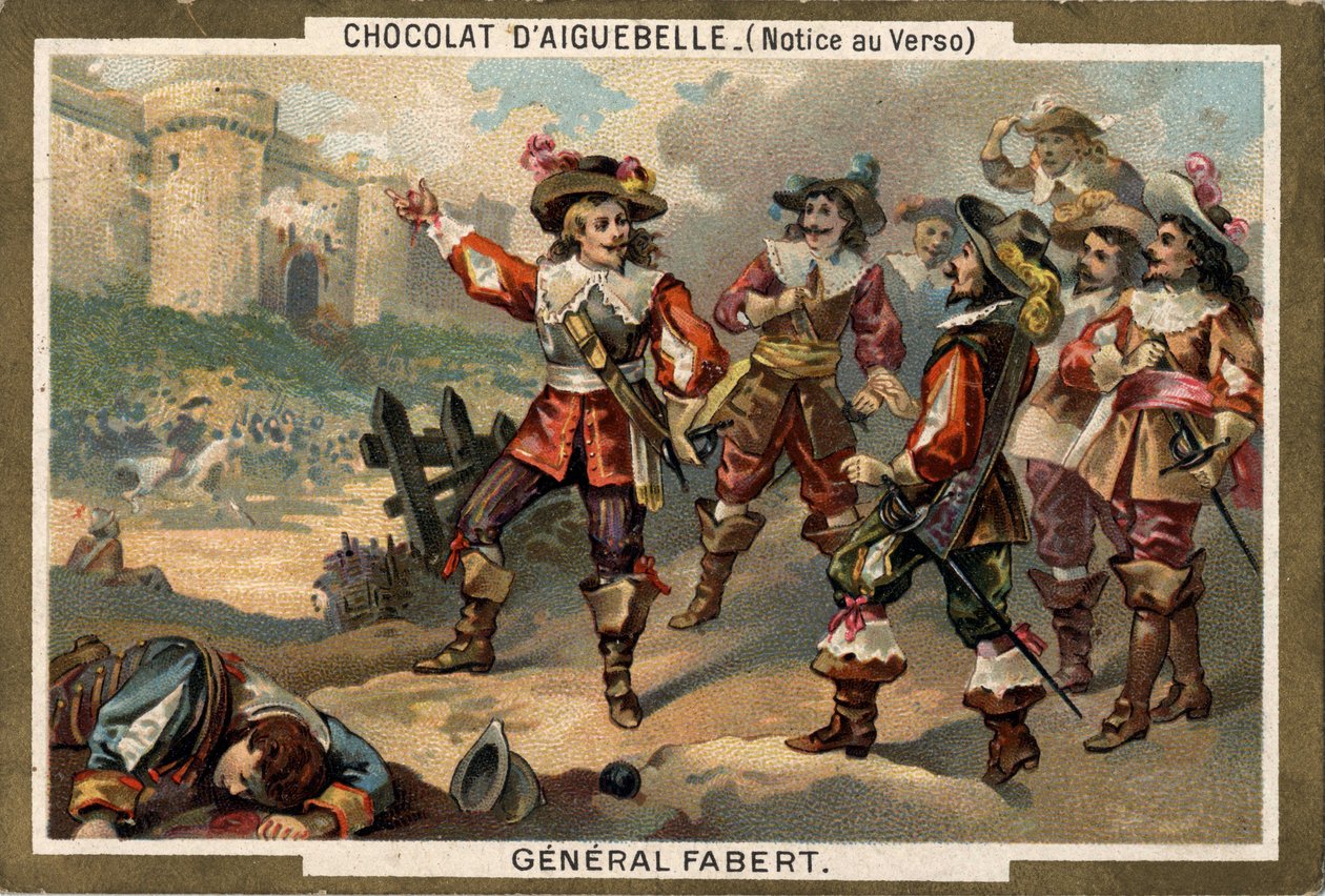 Abraham de Fabert (1599-1662), Maréchal de France, under belägringen av Stenay (departement av Maas) 1654. Kromolitografi av 1800-talet. av French School
