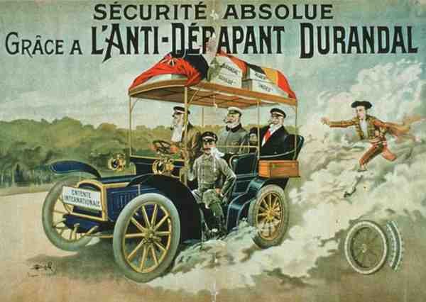 "Absolut säkerhet med Durandal Anti-Skid Wheel" (litho i färg) av French School