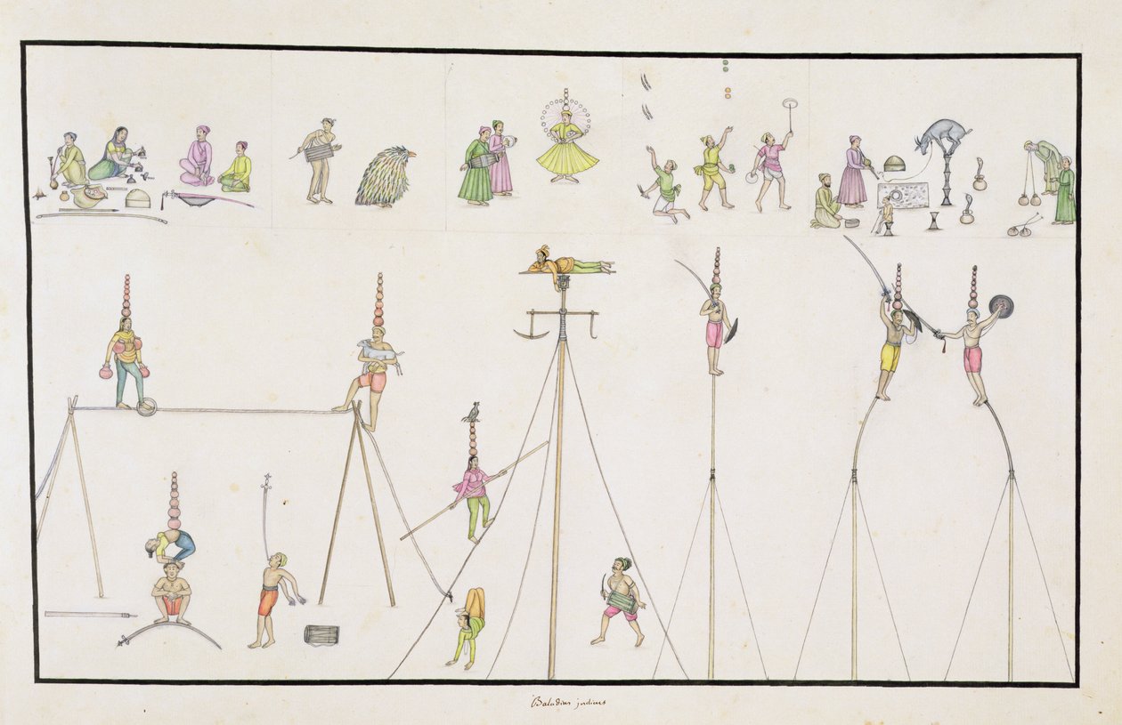 Akrobater, jonglörer, imitatorer, underhållare från The Gentil Album, publicerad 1774 av French School