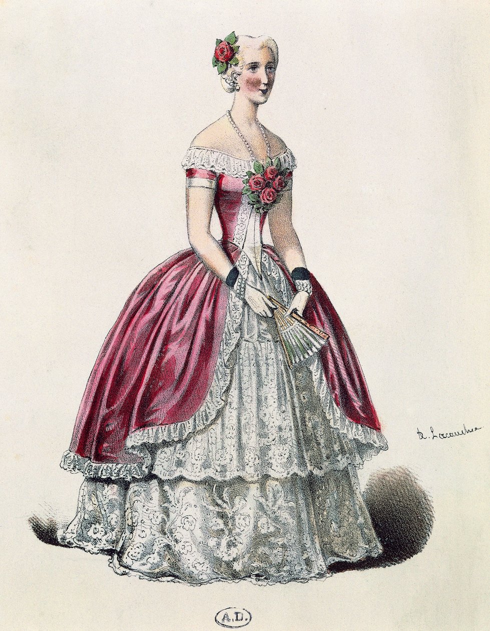 Skådespelerskan Eugenie Doche (1821-1900) i titelrollen i Lady of Camellias, drama av Alexandre Dumas fils (1824-1895), Frankrike av French School