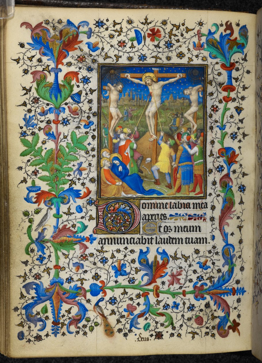 Lägg till 16997 f.153v Crucifixion, från Chevalier Hours, c.1420 (vellum) av French School