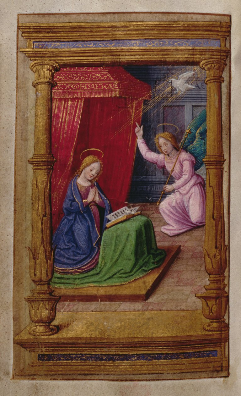 Lägg till 35214 f.29v Annunciation, from a Book of Hours, Paris av French School