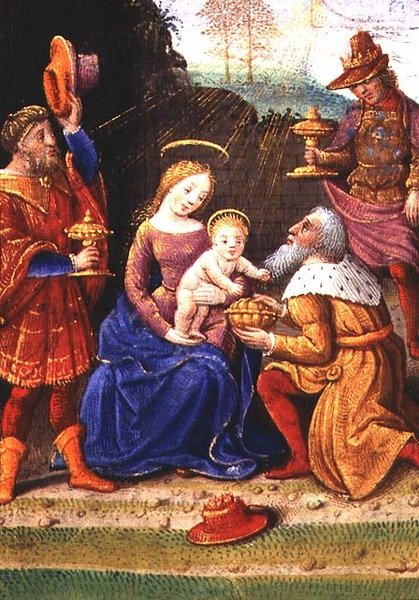 Lägg till 35214 f.62v Adoration of the Magi, från a Book of Hours, Paris av French School
